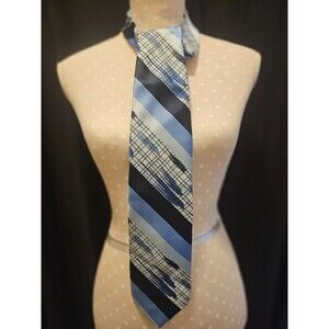 Vintage 80s Carducci Neck Tie- Bold Diagonal Print Navy, Blue, And Light Blue